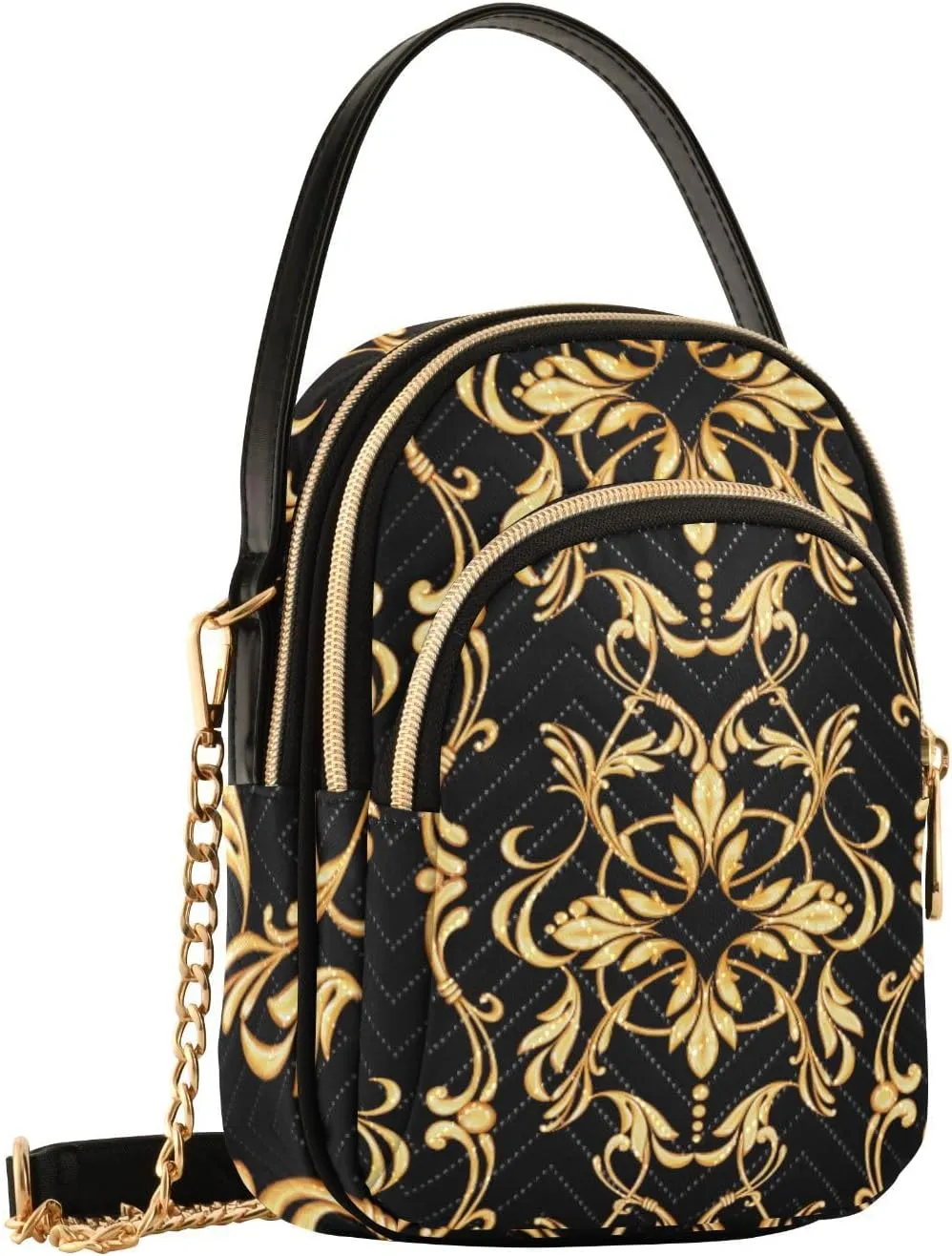 Women's Wave Cross Body Chest Bag, 52 inch Gold Chain Shoulder Handbag Purse