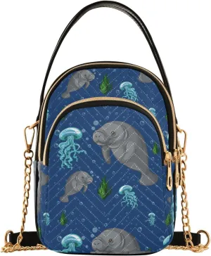 Women's Wave Cross Body Chest Bag, 52 inch Gold Chain Shoulder Handbag Purse