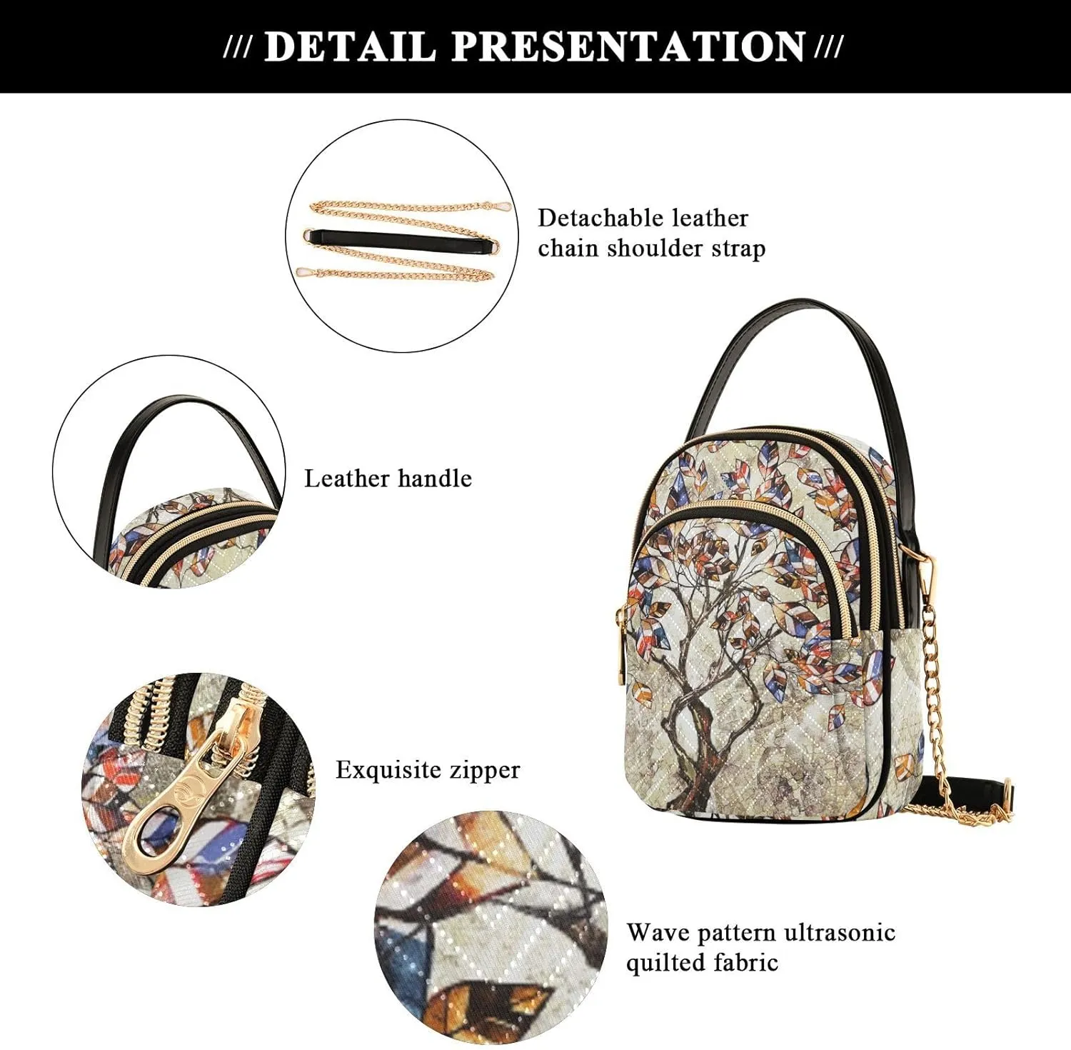 Women's Wave Cross Body Chest Bag, 52 inch Gold Chain Shoulder Handbag Purse