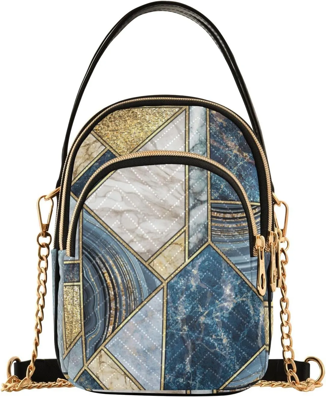 Women's Wave Cross Body Chest Bag, 52 inch Gold Chain Shoulder Handbag Purse