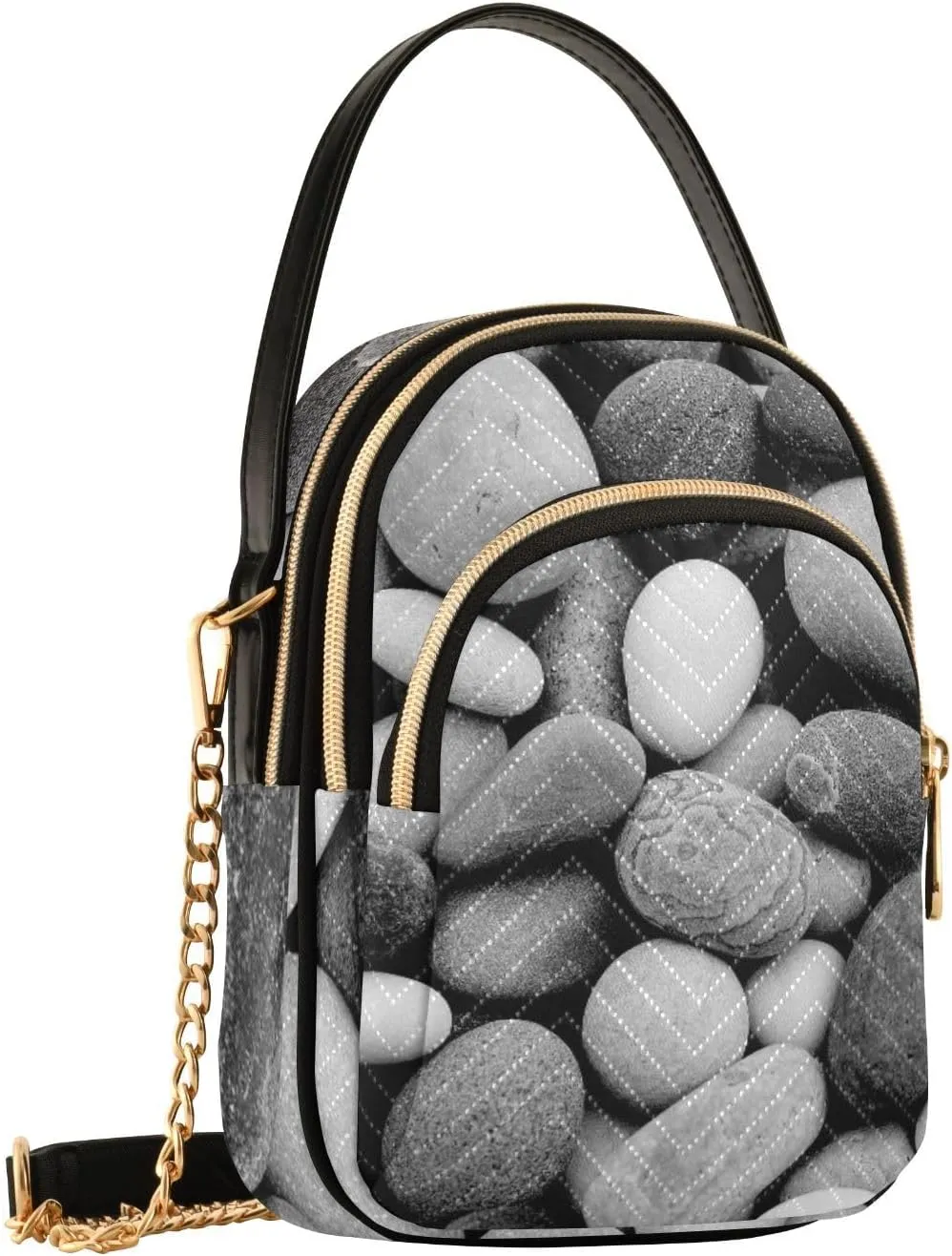 Women's Wave Cross Body Chest Bag, 52 inch Gold Chain Shoulder Handbag Purse