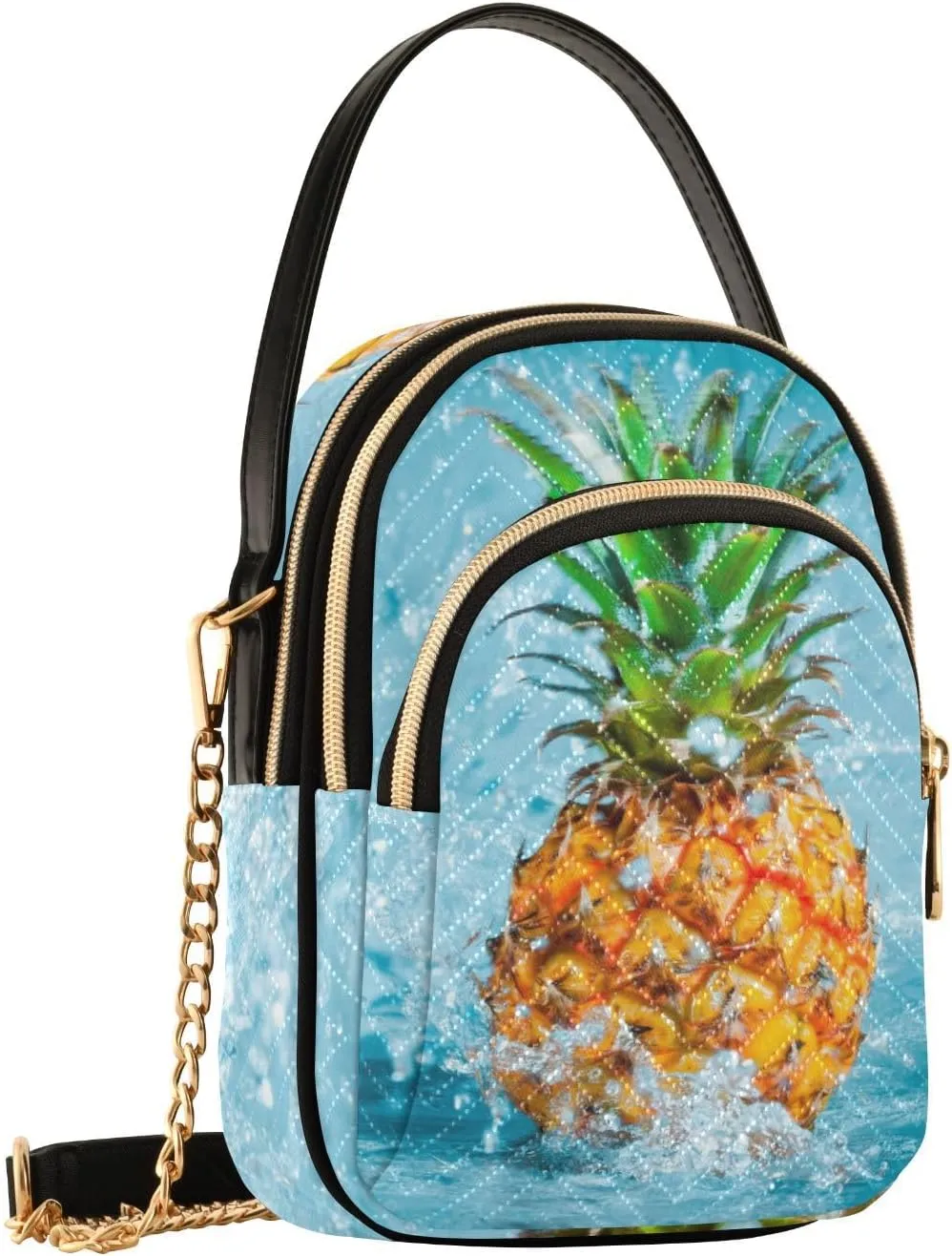 Women's Wave Cross Body Chest Bag, 52 inch Gold Chain Shoulder Handbag Purse