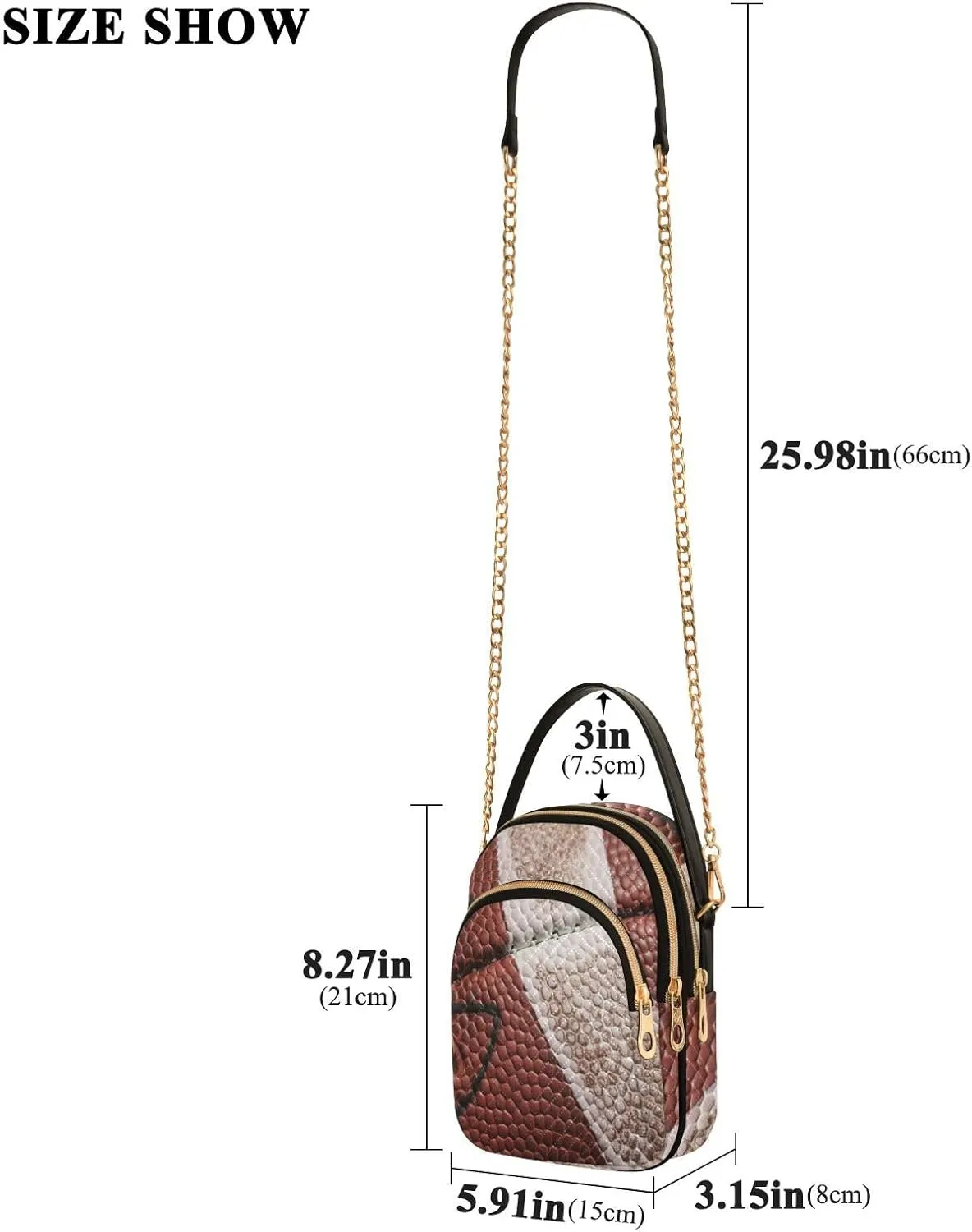 Women's Wave Cross Body Chest Bag, 52 inch Gold Chain Shoulder Handbag Purse