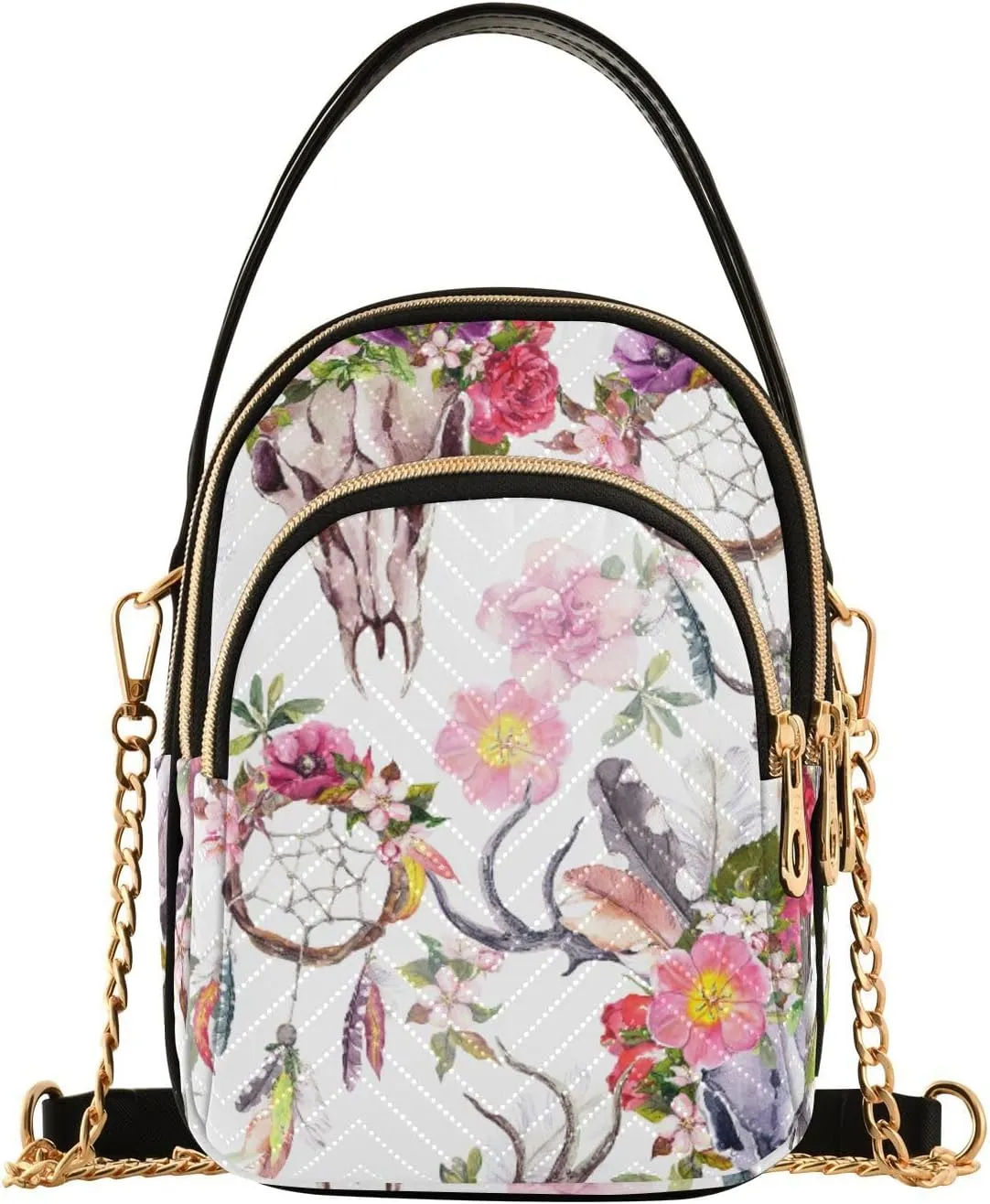 Women's Wave Cross Body Chest Bag, 52 inch Gold Chain Shoulder Handbag Purse
