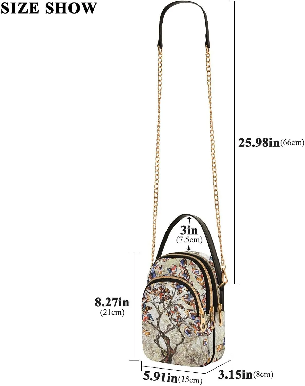 Women's Wave Cross Body Chest Bag, 52 inch Gold Chain Shoulder Handbag Purse