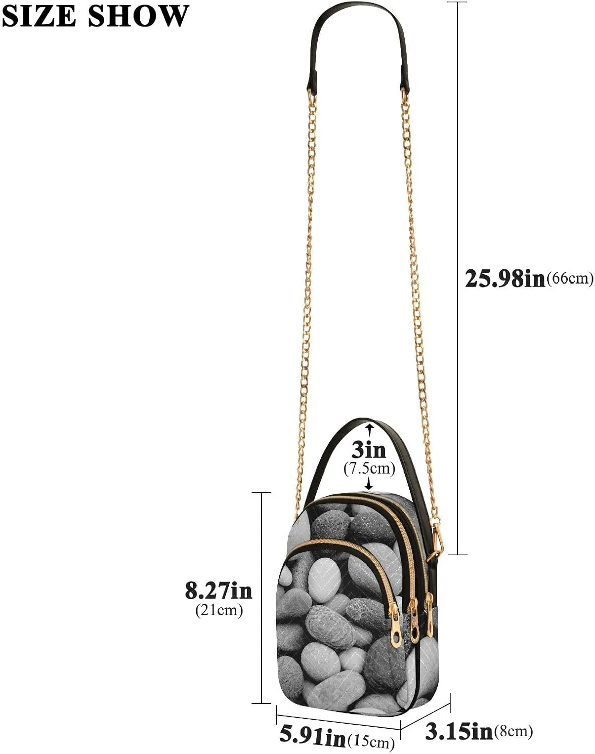 Women's Wave Cross Body Chest Bag, 52 inch Gold Chain Shoulder Handbag Purse