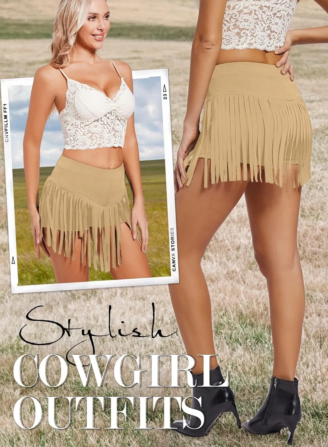 Womens Western Cowgirl Fringe Shorts - Country Concert Outfits Sexy Booty Pole Dance Rave Festival Tassel Bottoms
