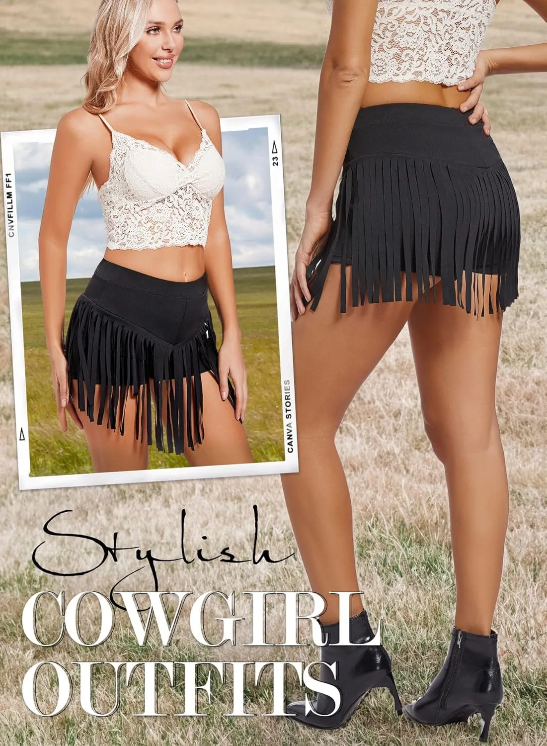 Womens Western Cowgirl Fringe Shorts - Country Concert Outfits Sexy Booty Pole Dance Rave Festival Tassel Bottoms
