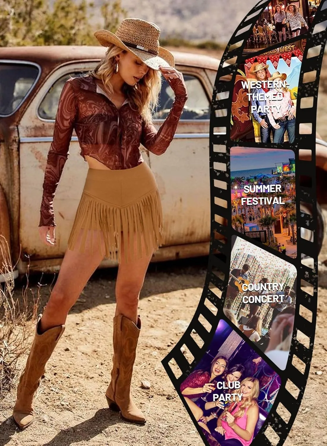Womens Western Cowgirl Fringe Shorts - Country Concert Outfits Sexy Booty Pole Dance Rave Festival Tassel Bottoms