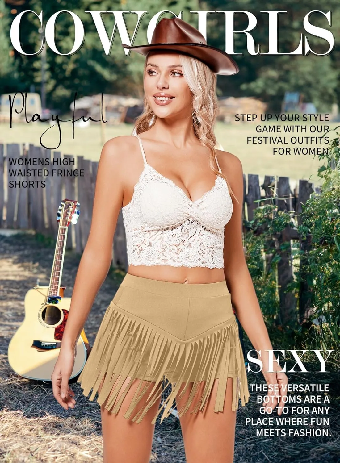 Womens Western Cowgirl Fringe Shorts - Country Concert Outfits Sexy Booty Pole Dance Rave Festival Tassel Bottoms