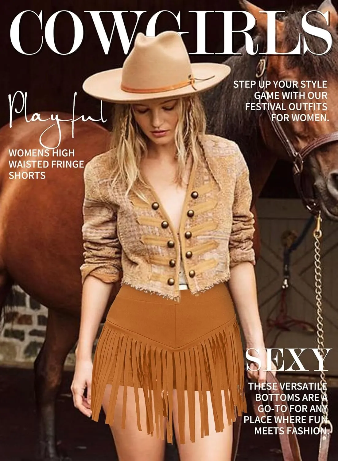 Womens Western Cowgirl Fringe Shorts - Country Concert Outfits Sexy Booty Pole Dance Rave Festival Tassel Bottoms