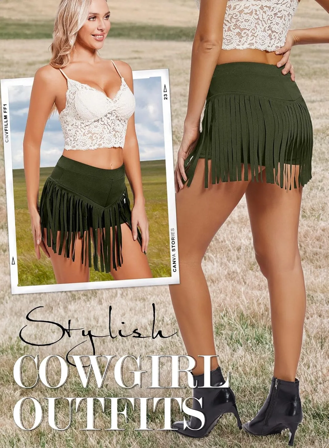 Womens Western Cowgirl Fringe Shorts - Country Concert Outfits Sexy Booty Pole Dance Rave Festival Tassel Bottoms