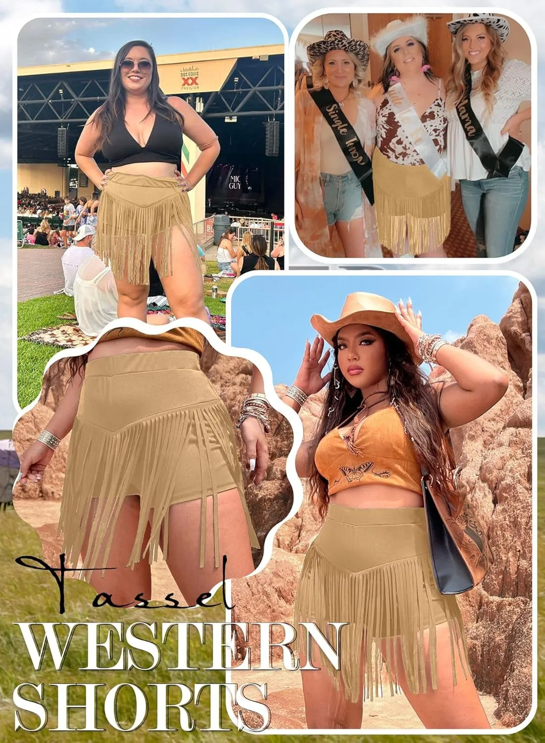 Womens Western Cowgirl Fringe Shorts - Country Concert Outfits Sexy Booty Pole Dance Rave Festival Tassel Bottoms