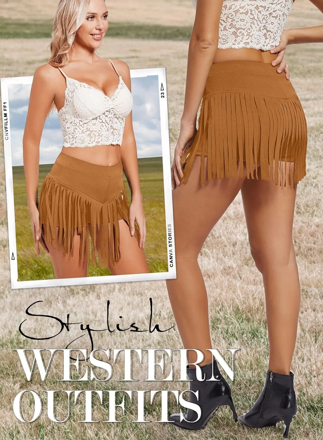 Womens Western Cowgirl Fringe Shorts - Country Concert Outfits Sexy Booty Pole Dance Rave Festival Tassel Bottoms