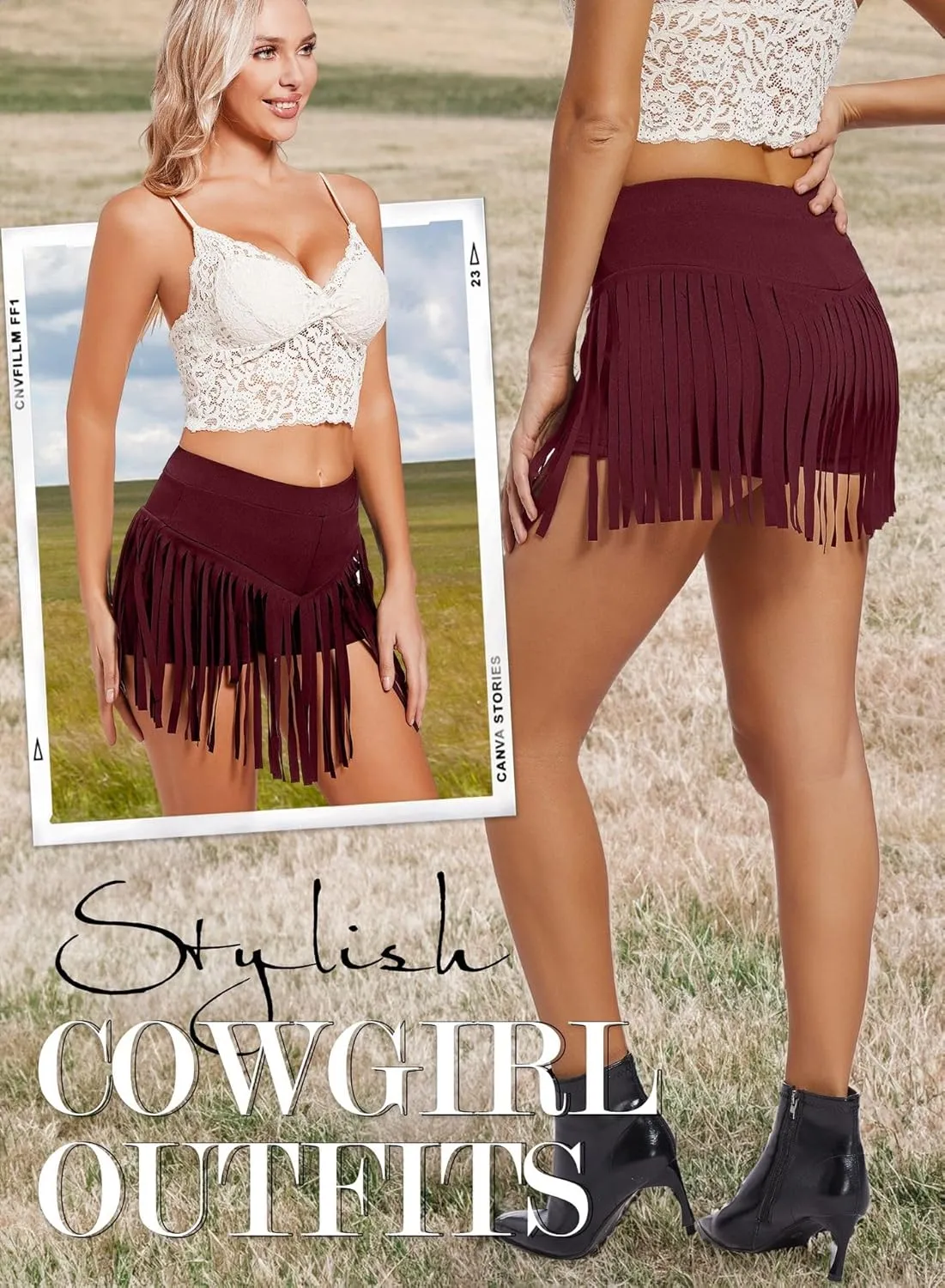 Womens Western Cowgirl Fringe Shorts - Country Concert Outfits Sexy Booty Pole Dance Rave Festival Tassel Bottoms
