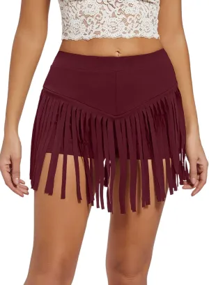 Womens Western Cowgirl Fringe Shorts - Country Concert Outfits Sexy Booty Pole Dance Rave Festival Tassel Bottoms