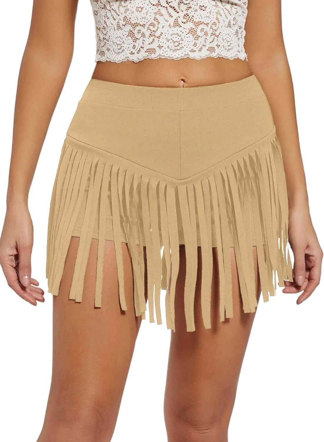 Womens Western Cowgirl Fringe Shorts - Country Concert Outfits Sexy Booty Pole Dance Rave Festival Tassel Bottoms