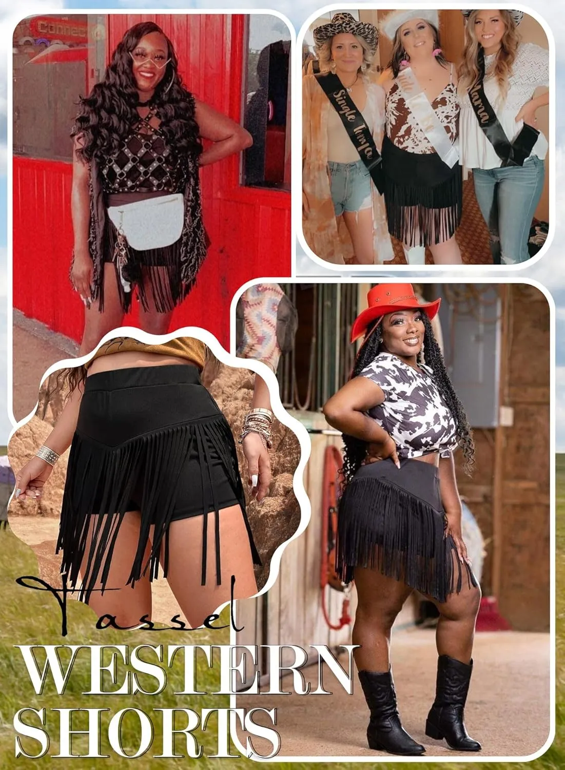 Womens Western Cowgirl Fringe Shorts - Country Concert Outfits Sexy Booty Pole Dance Rave Festival Tassel Bottoms