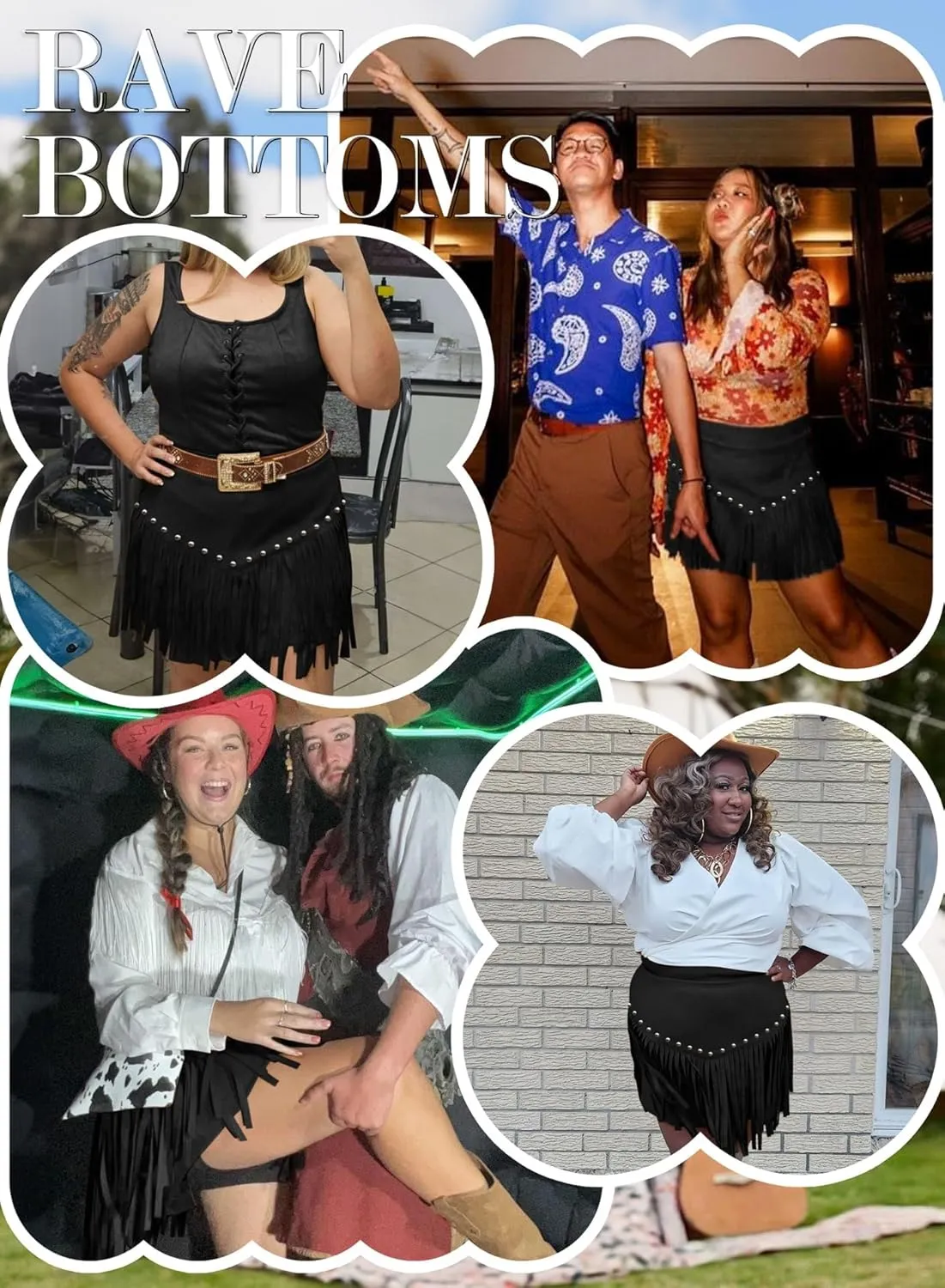 Womens Western Cowgirl Fringe Skirt - Country Concert Outfit Rodeo Tassel Booty Pole Dance Rave Festival Bottoms