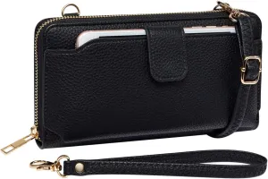 Womens Wristlet Wallet Crossbody Bag Cellphone Purse Handbag RFID Card Slots 2 Strap Wrist