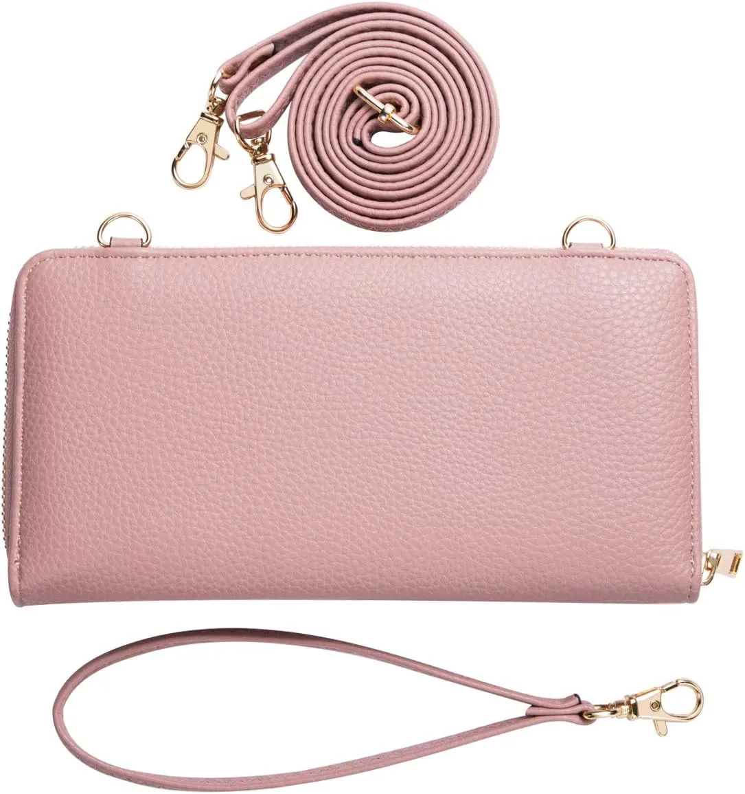 Womens Wristlet Wallet Crossbody Bag Cellphone Purse Handbag RFID Card Slots 2 Strap Wrist
