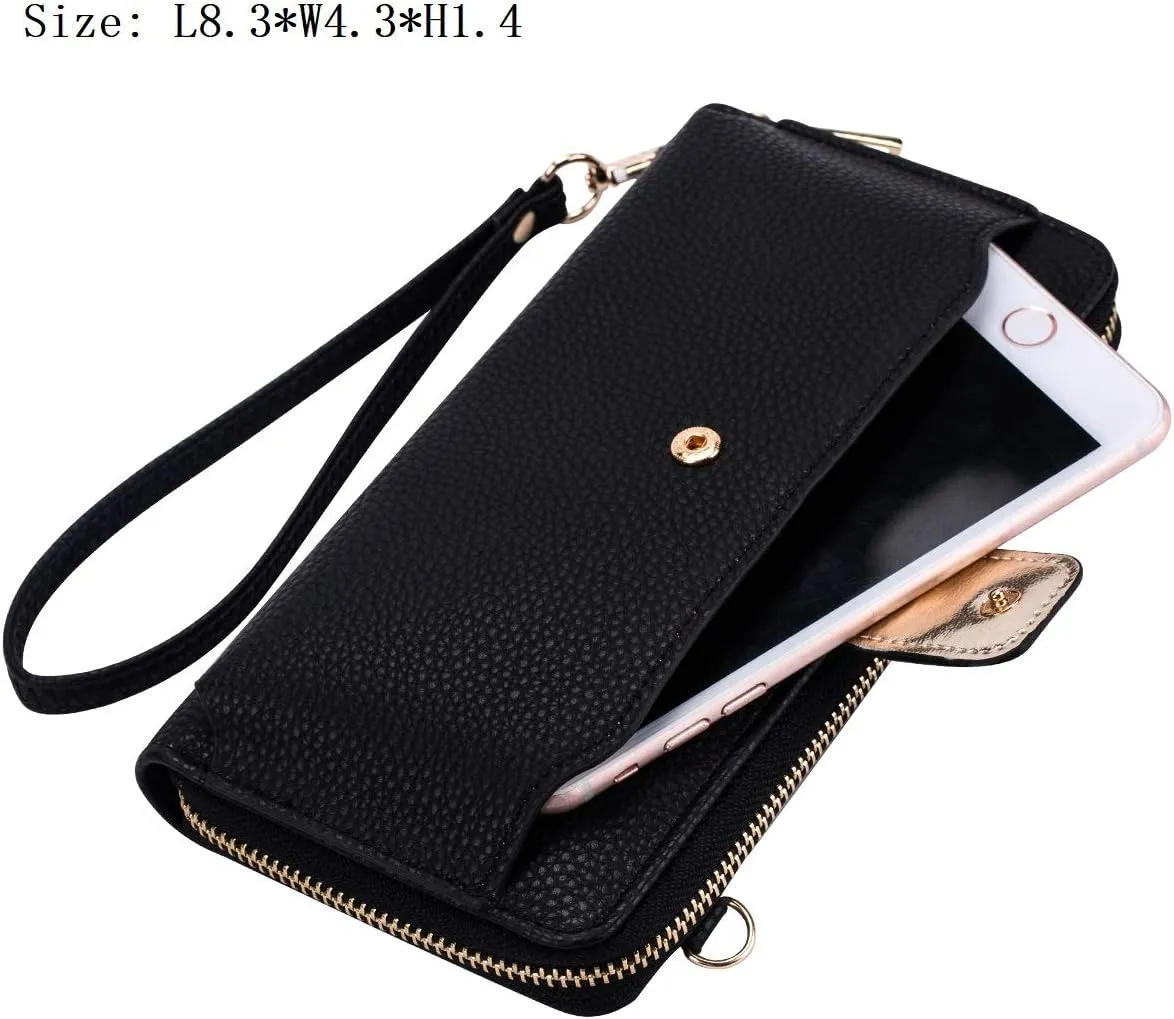 Womens Wristlet Wallet Crossbody Bag Cellphone Purse Handbag RFID Card Slots 2 Strap Wrist
