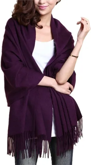 Wool Shawl Large Thick Travel Scarf Winter Wraps for Women(Purple)