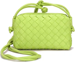 Woven Crossbody Bags For Women, Small Handmade Purse Clutch Shoulderbag Handbag, Zipper Closure