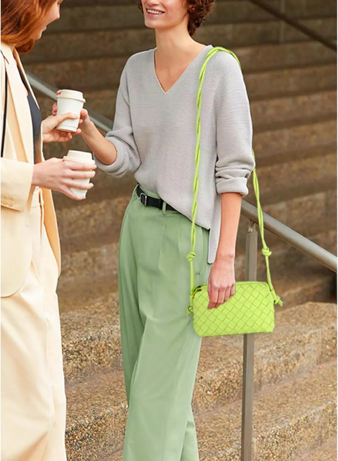 Woven Crossbody Bags For Women, Small Handmade Purse Clutch Shoulderbag Handbag, Zipper Closure