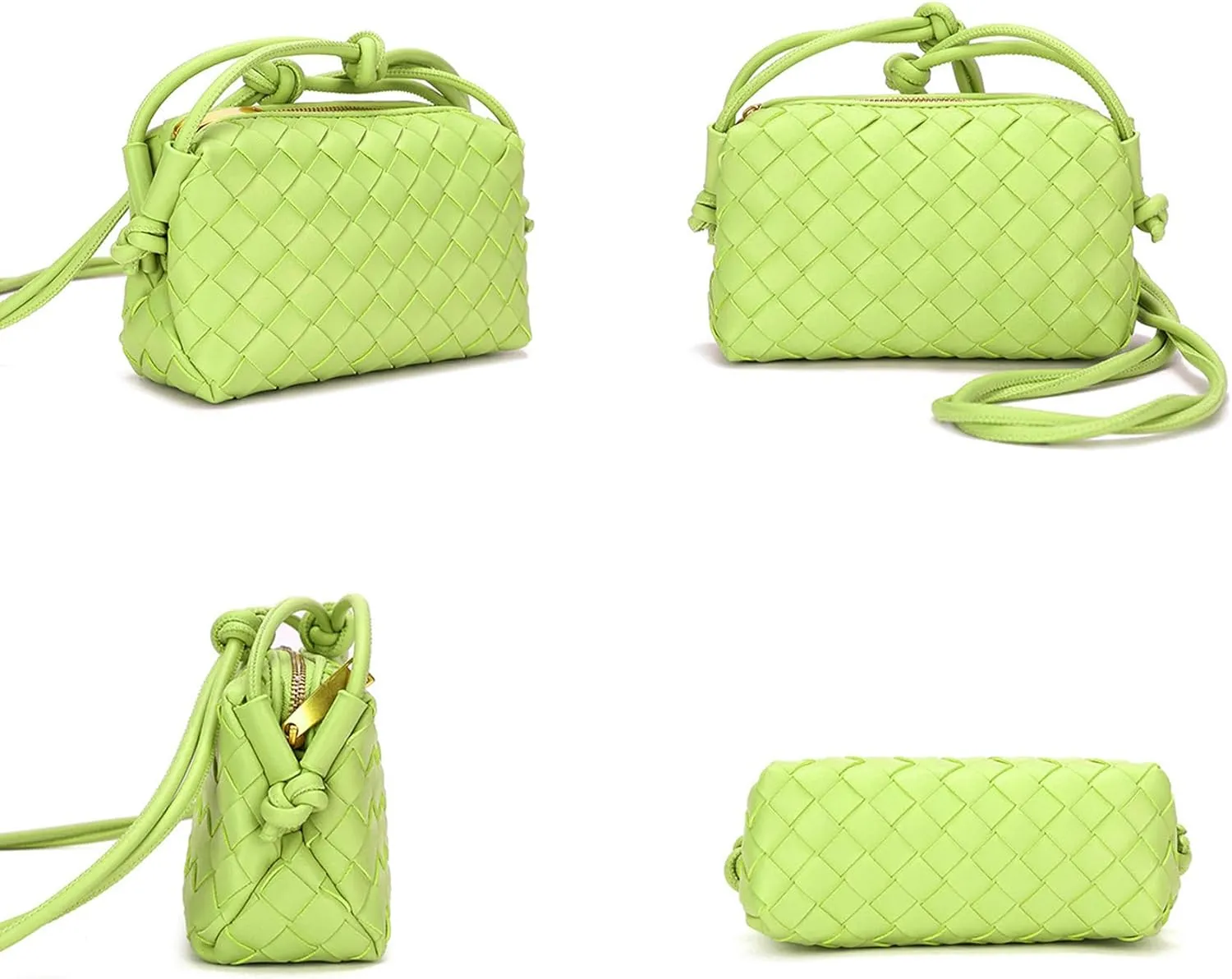Woven Crossbody Bags For Women, Small Handmade Purse Clutch Shoulderbag Handbag, Zipper Closure