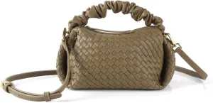 Woven Handbags For Women, Vegan Leather Crossbody Bag With Detachable Strap Shoulderbag, Weave Wristlet Clutch