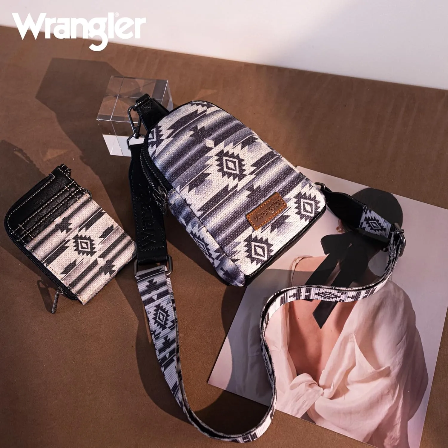 Wrangler Aztec Crossbody Sling Bags for Women Wallet Set