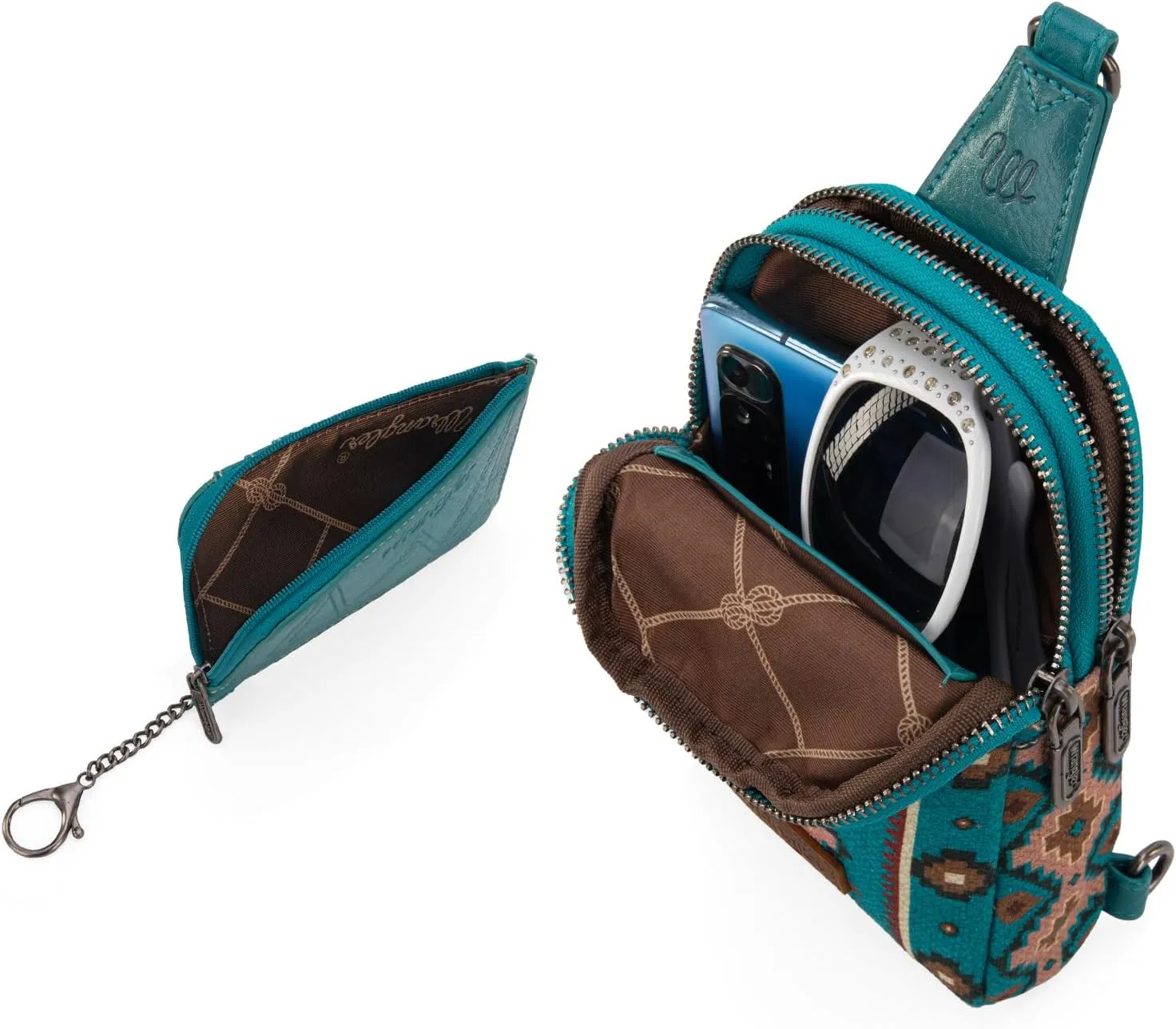 Wrangler Aztec Crossbody Sling Bags for Women Wallet Set