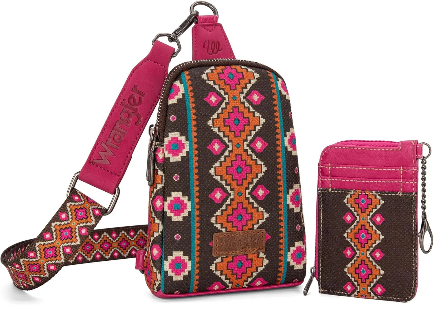 Wrangler Aztec Crossbody Sling Bags for Women Wallet Set