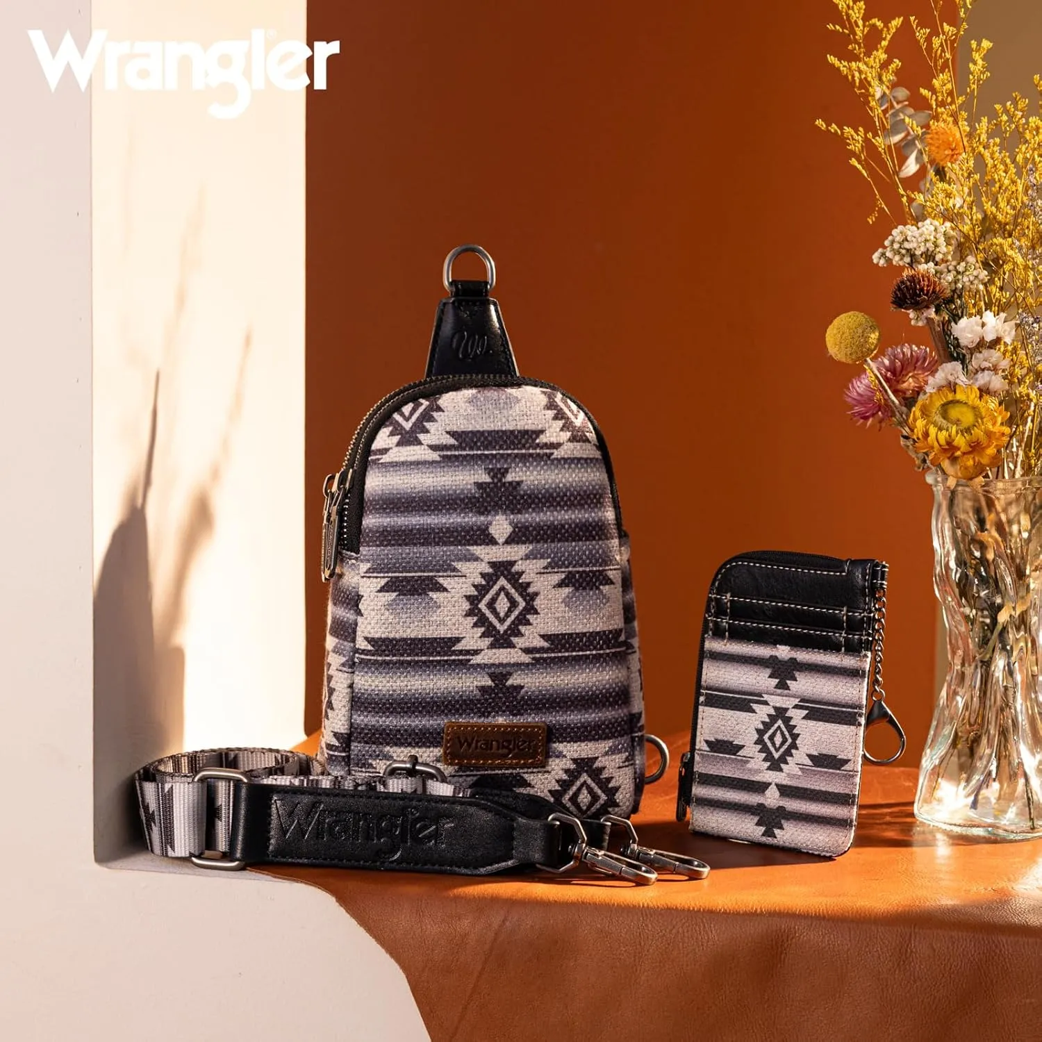 Wrangler Aztec Crossbody Sling Bags for Women Wallet Set