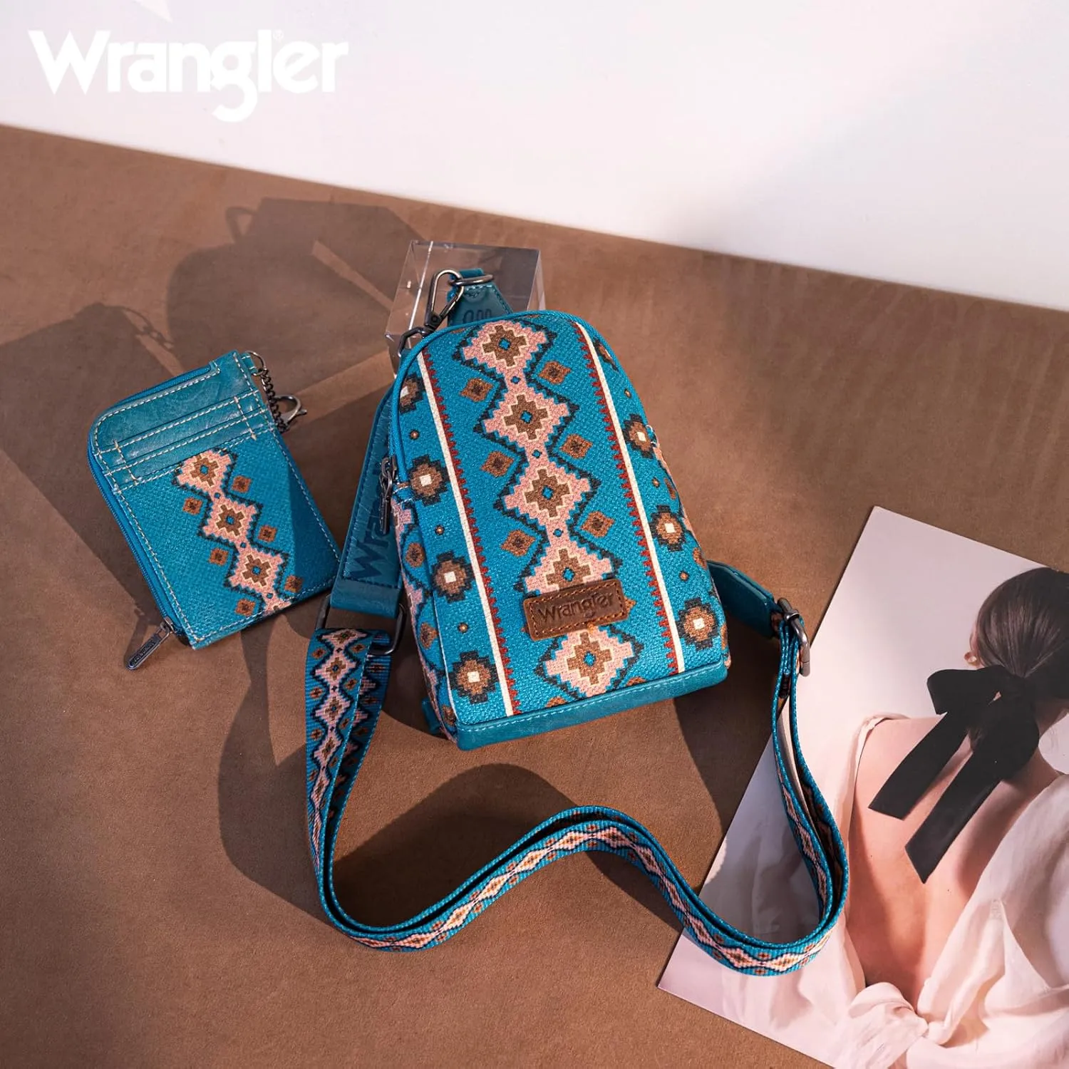 Wrangler Aztec Crossbody Sling Bags for Women Wallet Set