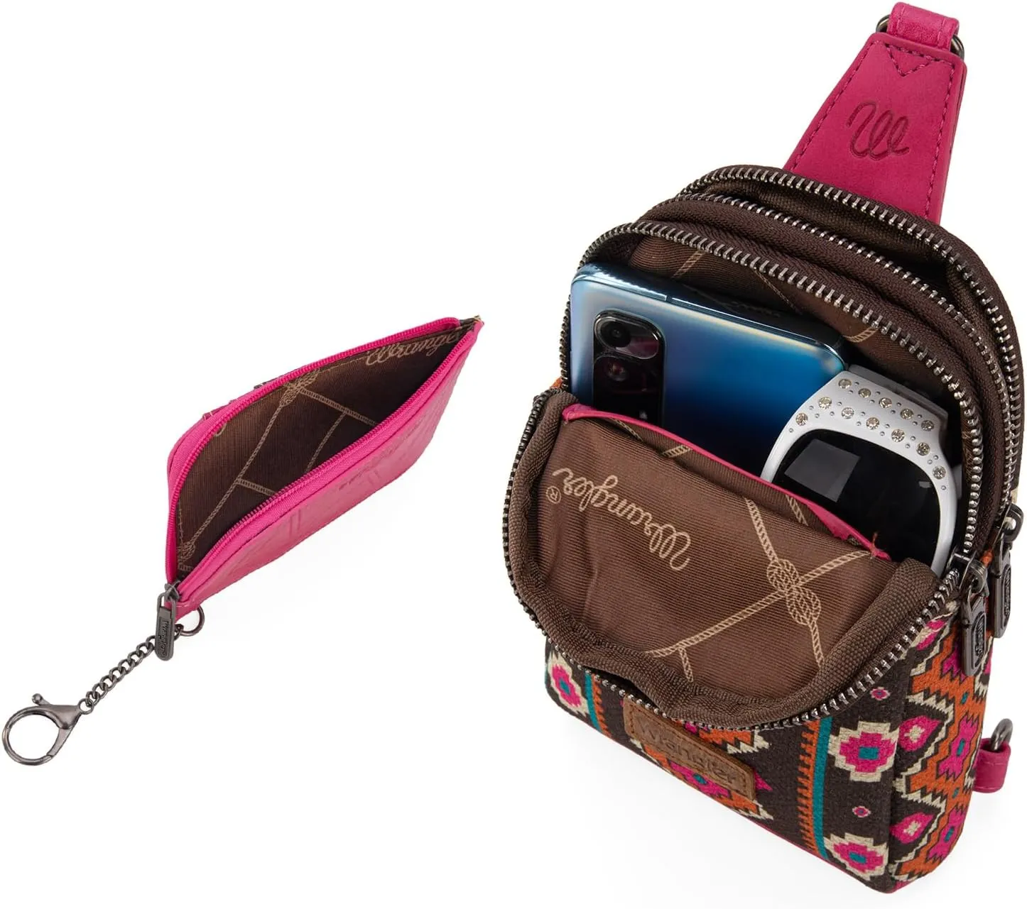 Wrangler Aztec Crossbody Sling Bags for Women Wallet Set