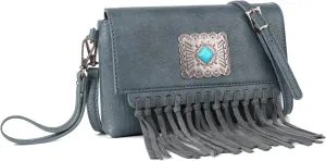 Wrangler Crossbody Small Purse for Women Wristlet Fringe Bag Western Purse