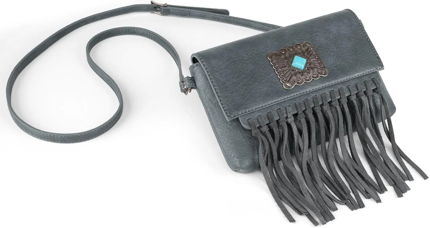 Wrangler Crossbody Small Purse for Women Wristlet Fringe Bag Western Purse