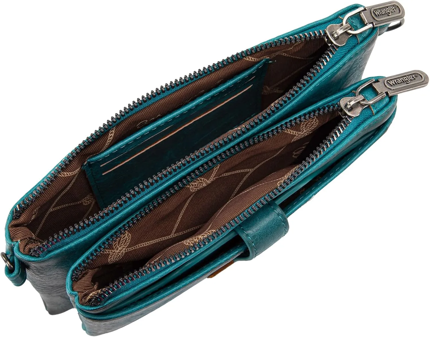 Wrangler Distressed Crossbody Purses for Women Multi-function Card Holder Wallet Small Purse with Double Zipper