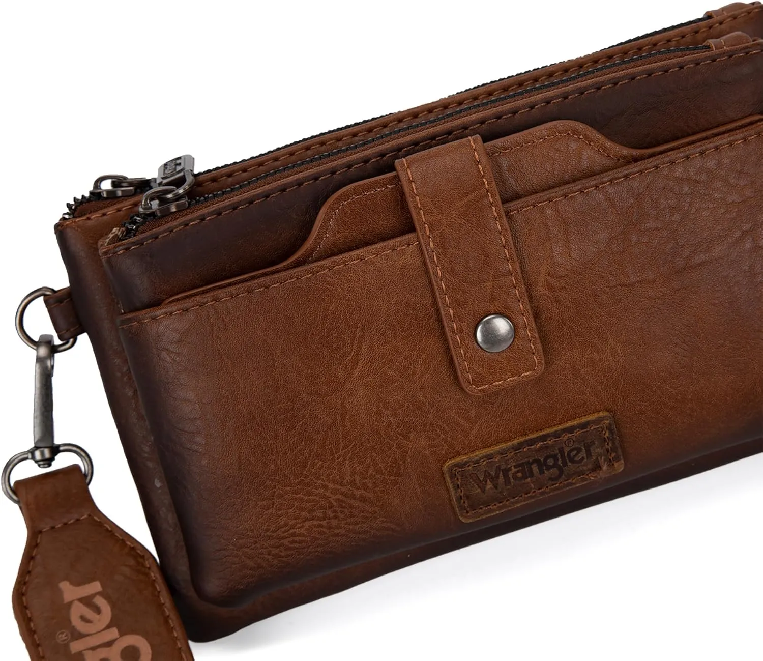 Wrangler Distressed Crossbody Purses for Women Multi-function Card Holder Wallet Small Purse with Double Zipper