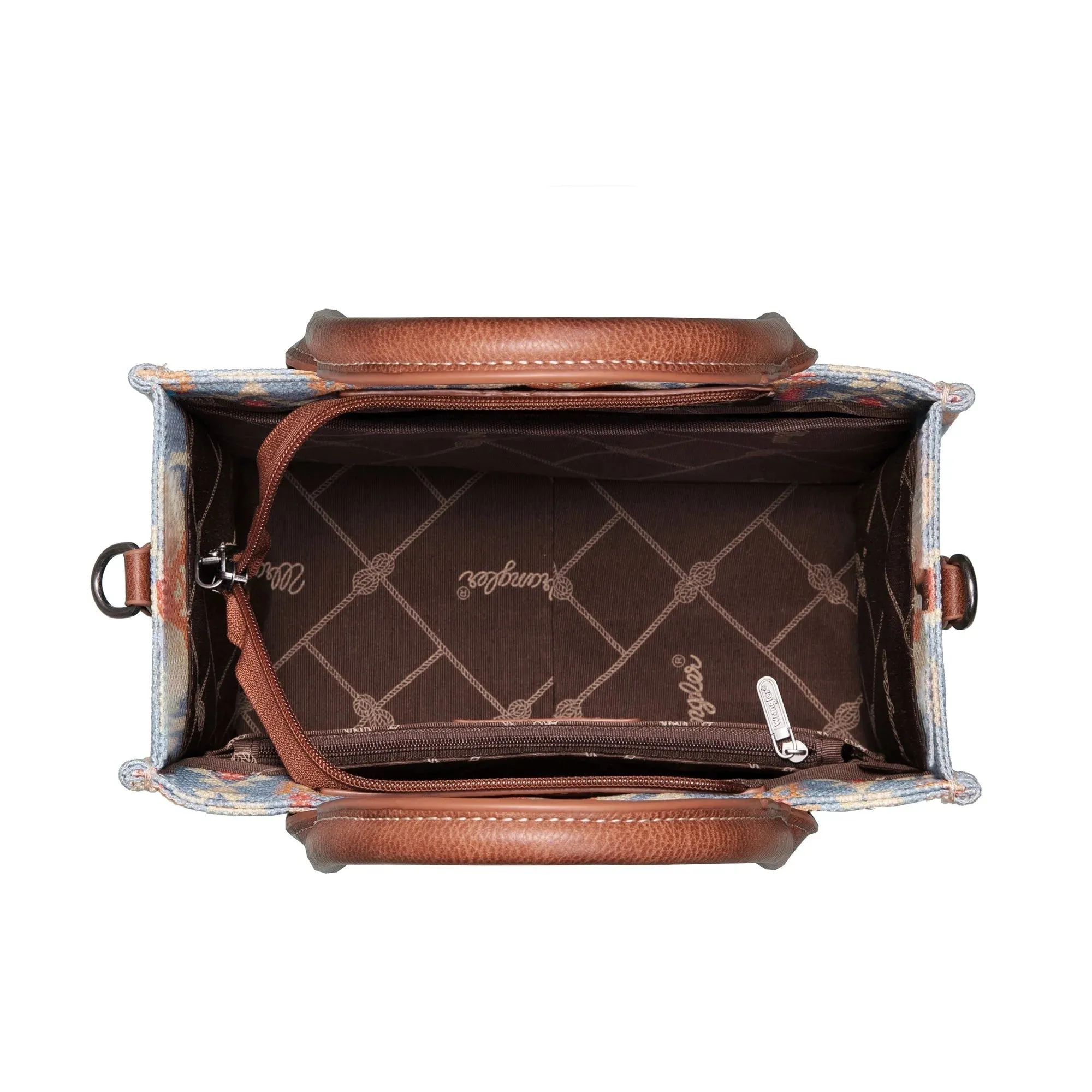 Wrangler Southwestern Print Small Canvas Crossbody - Coffee