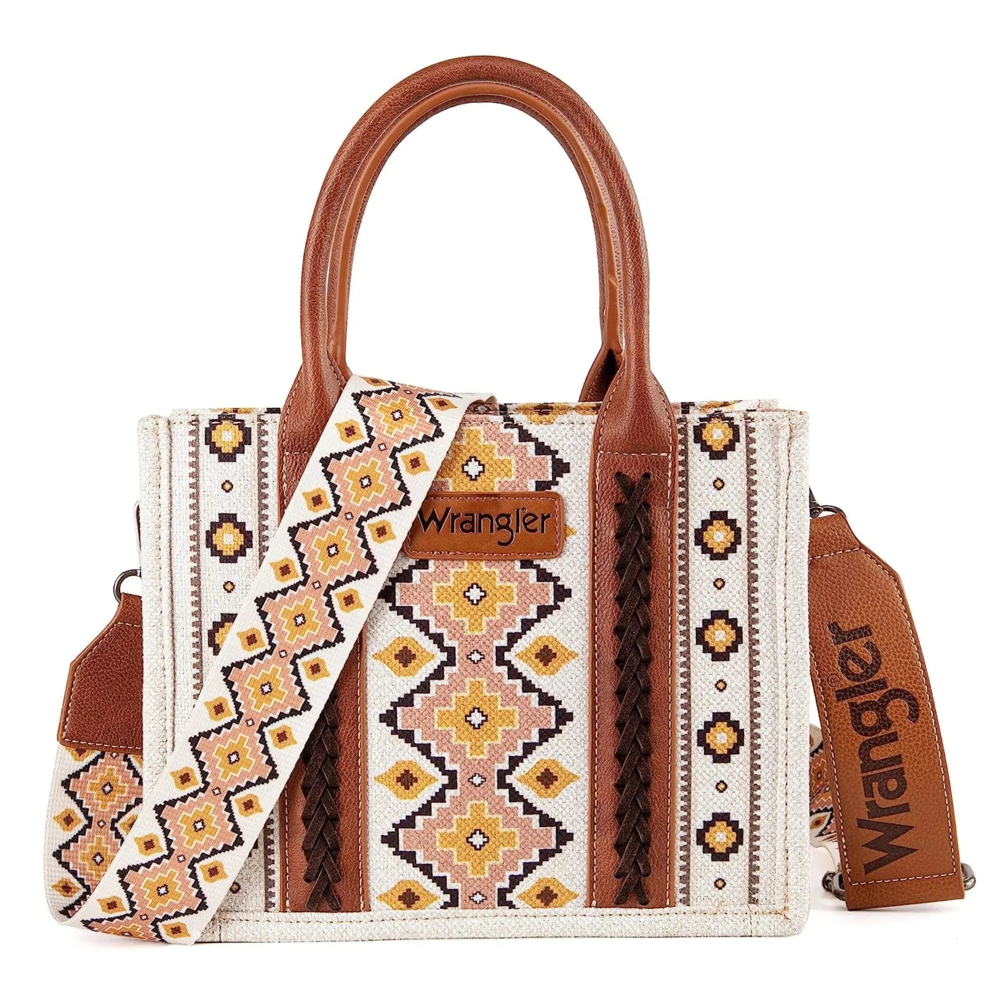 Wrangler Southwestern Print Small Canvas Crossbody - Coffee