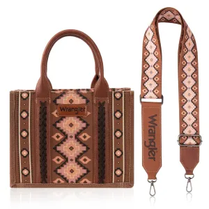 Wrangler Southwestern Print Small Canvas Crossbody Dark Brown