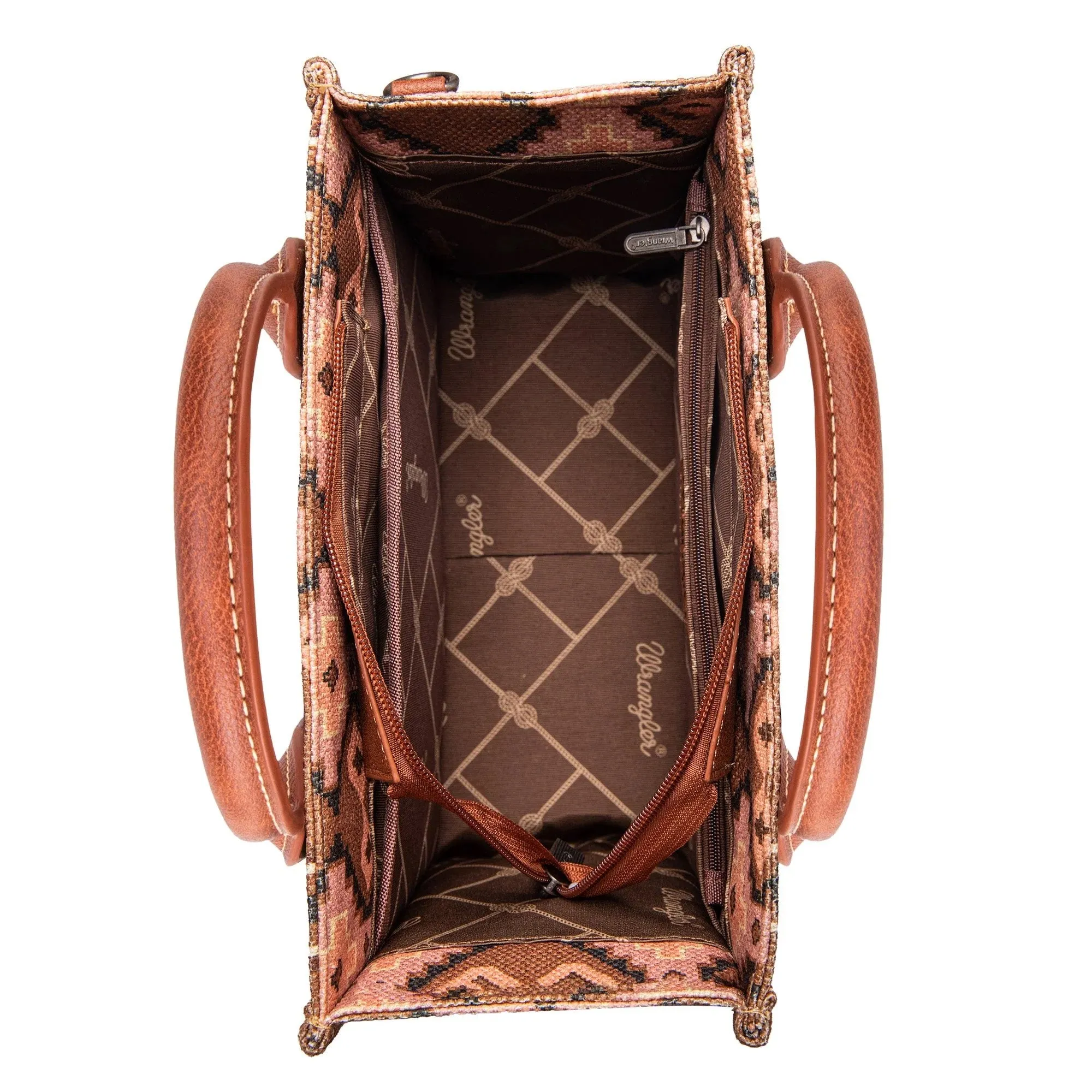 Wrangler Southwestern Print Small Canvas Crossbody Dark Brown