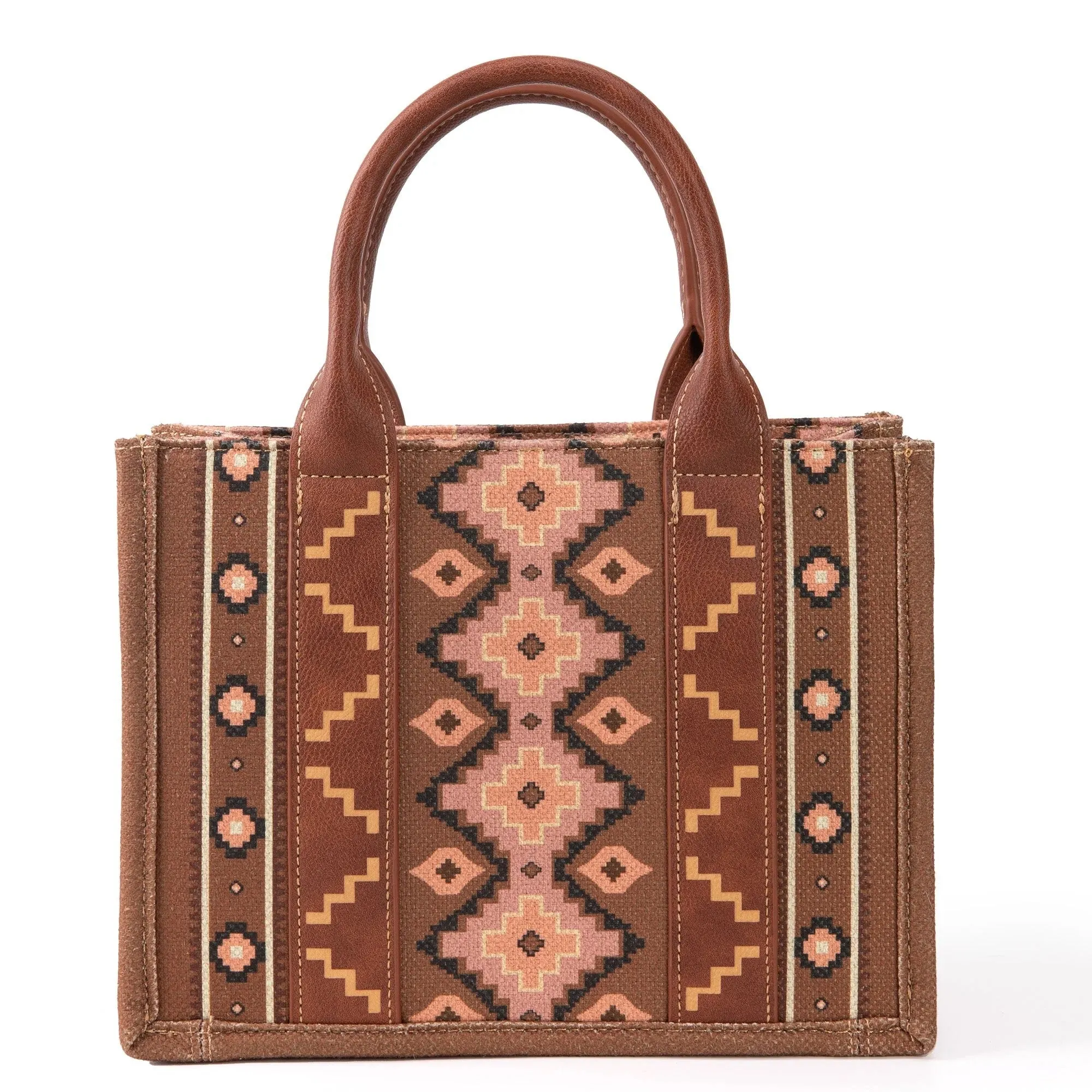 Wrangler Southwestern Print Small Canvas Crossbody Dark Brown