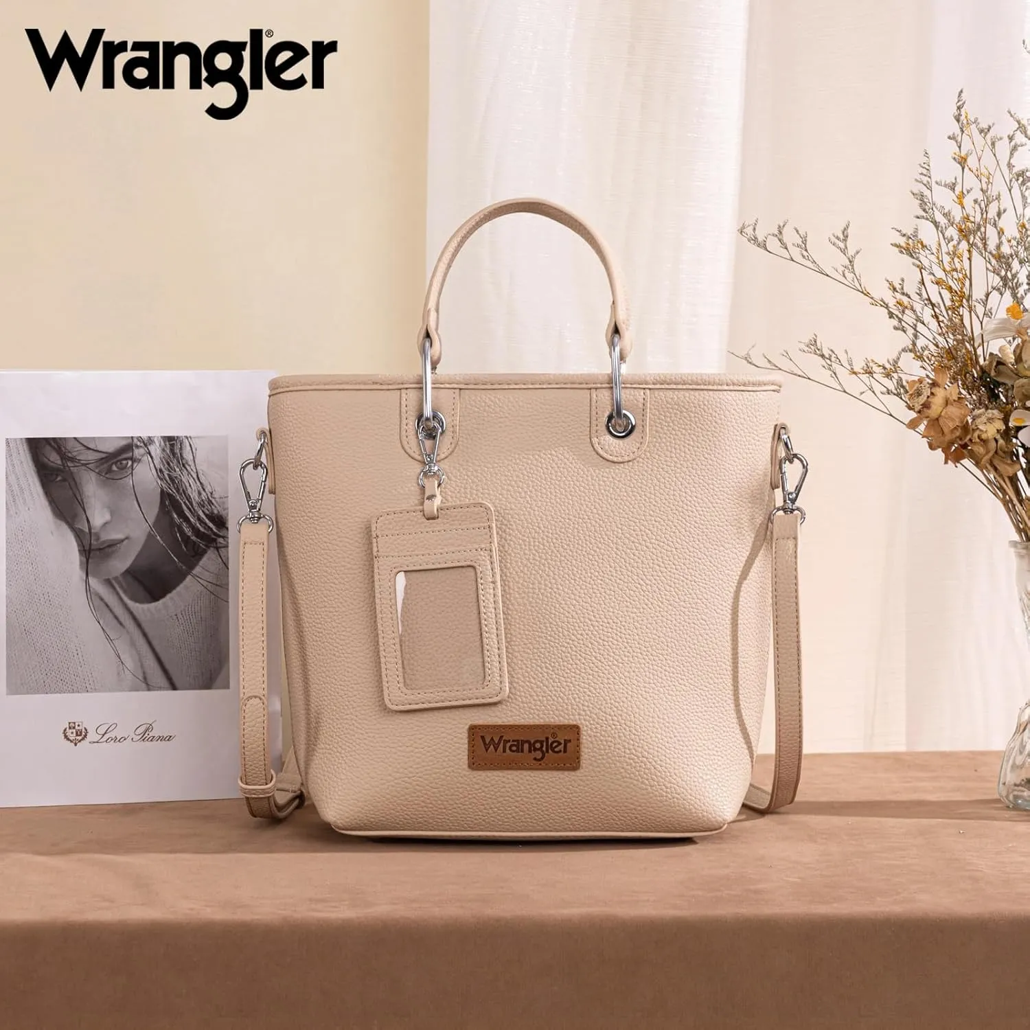 Wrangler Tote Bag for Women Casual Work Top-handle Handbag with Card Holder