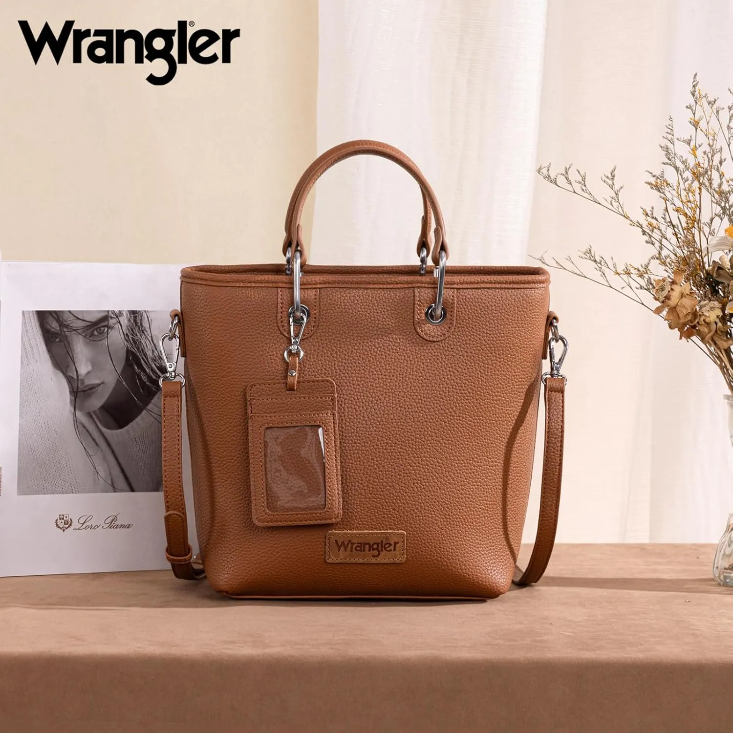 Wrangler Tote Bag for Women Casual Work Top-handle Handbag with Card Holder