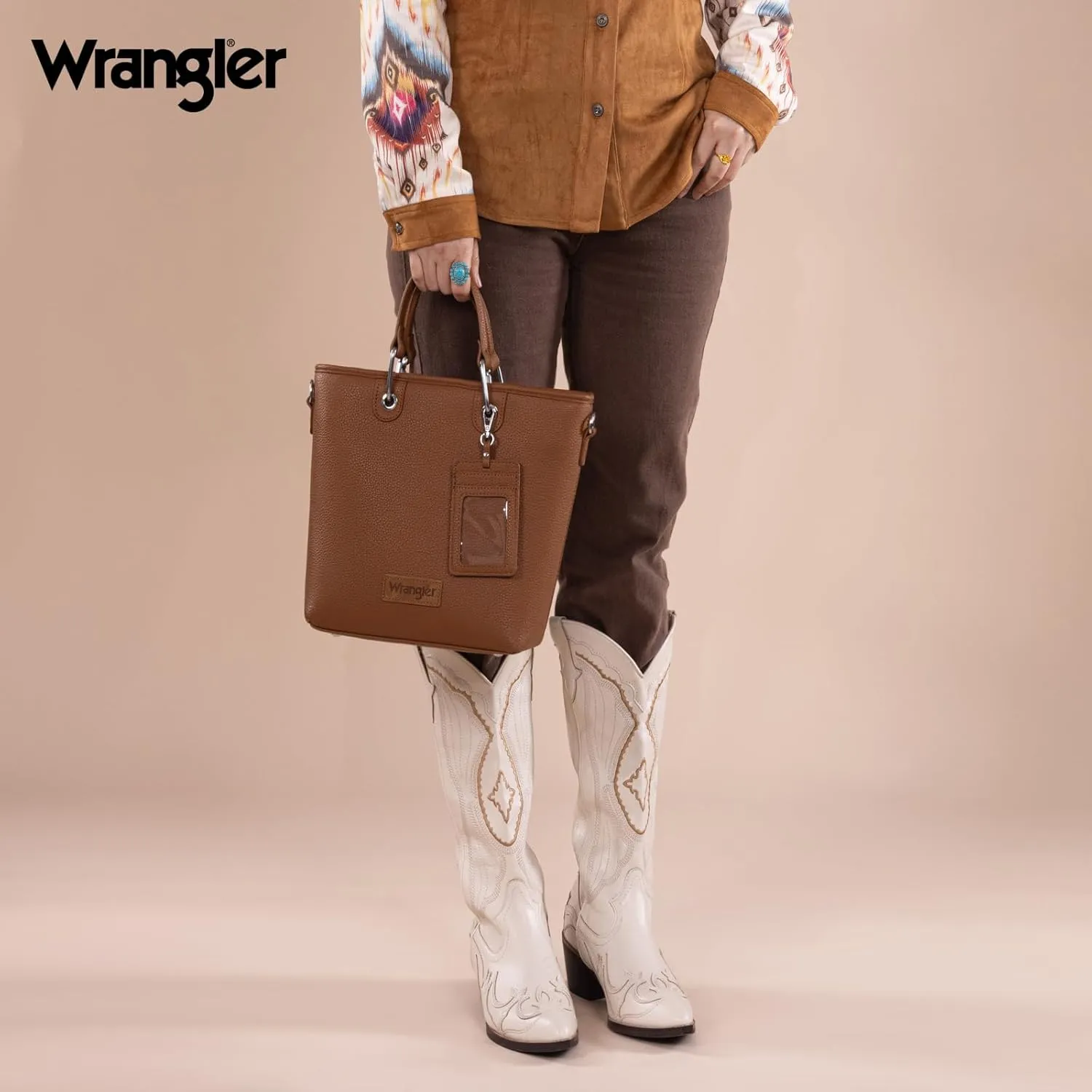 Wrangler Tote Bag for Women Casual Work Top-handle Handbag with Card Holder