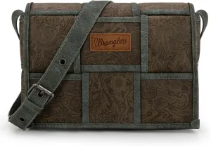 Wrangler Woven Crossbody Bag for Women Vintage Floral Tooled Cross Body Purse